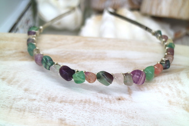 Fluorite gemstone silver headband