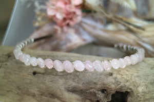Rose quartz silver headband