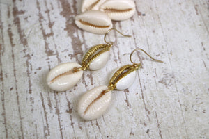 Cowrie shell gold earrings