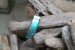 Aqua aura quartz silver necklace