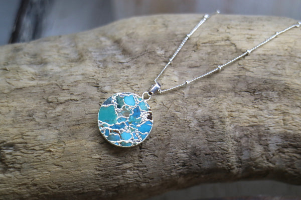 Load image into Gallery viewer, Blue Turquoise silver necklace
