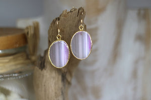 Pink agate gold earrings