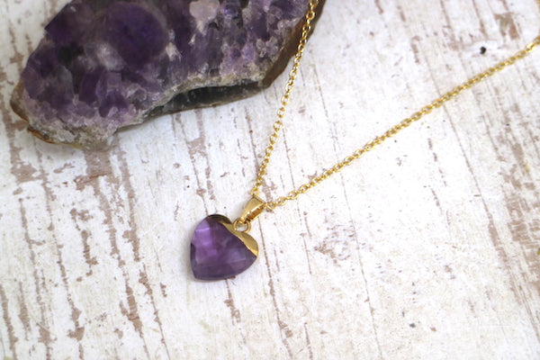 Load image into Gallery viewer, Children&#39;s Amethyst heart gold necklace

