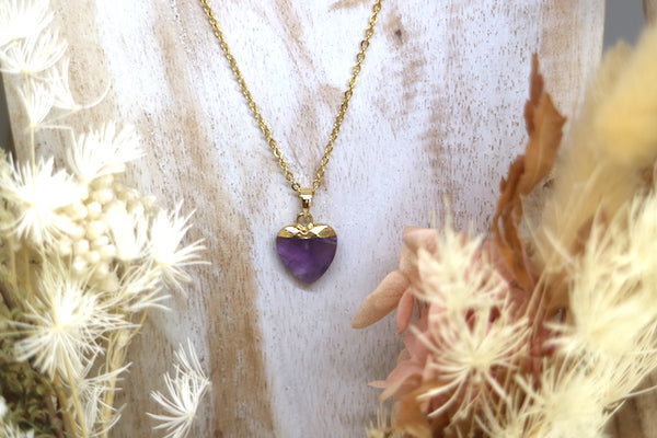 Load image into Gallery viewer, Children&#39;s Amethyst heart gold necklace
