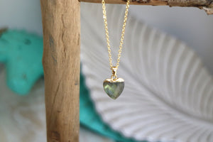 Heart Necklace - Labradorite / Gold