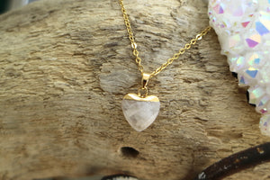 Children's Moonstone heart gold necklace