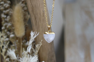 Children's Moonstone heart gold necklace