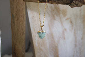 Children's Amazonite heart gold necklace