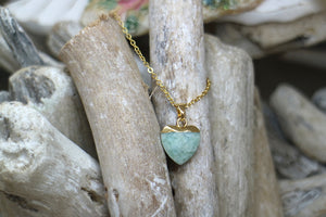 Children's Amazonite heart gold necklace