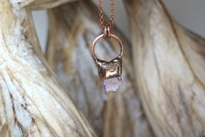 Bohemian amethyst and antique copper necklace