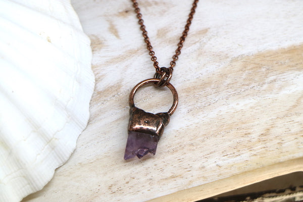 Load image into Gallery viewer, Bohemian amethyst and antique copper necklace
