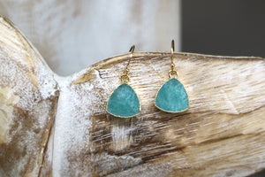 Amazonite gemstone gold earrings