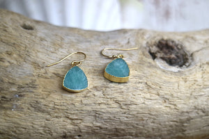 Amazonite gemstone gold earrings