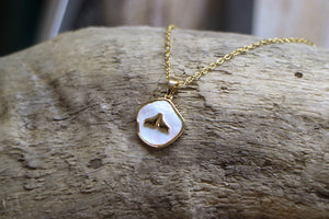 Mother of pearl and gold whale tail necklace