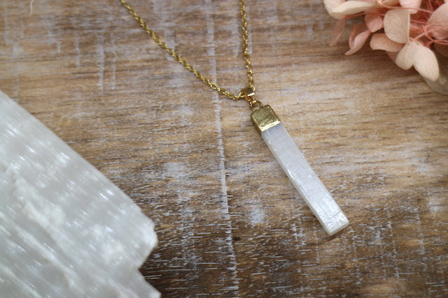 Selenite gold necklace