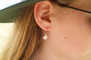 Children's rose gold and white shell earrings