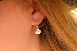 Children's silver and white shell earrings