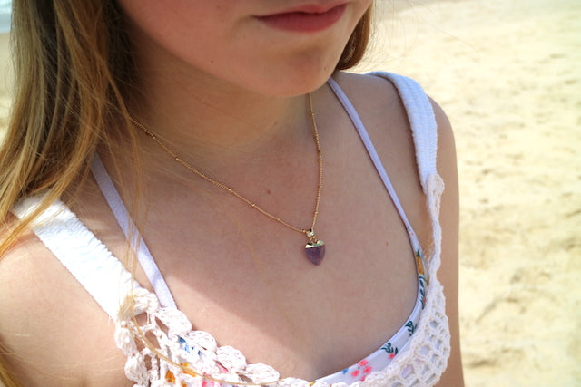 Children's Amethyst heart gold necklace