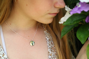 Children's paua shell silver necklace