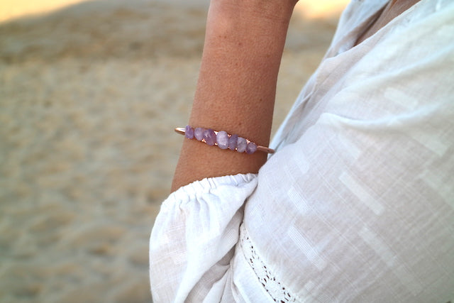 Amethyst rose gold cuff bangle